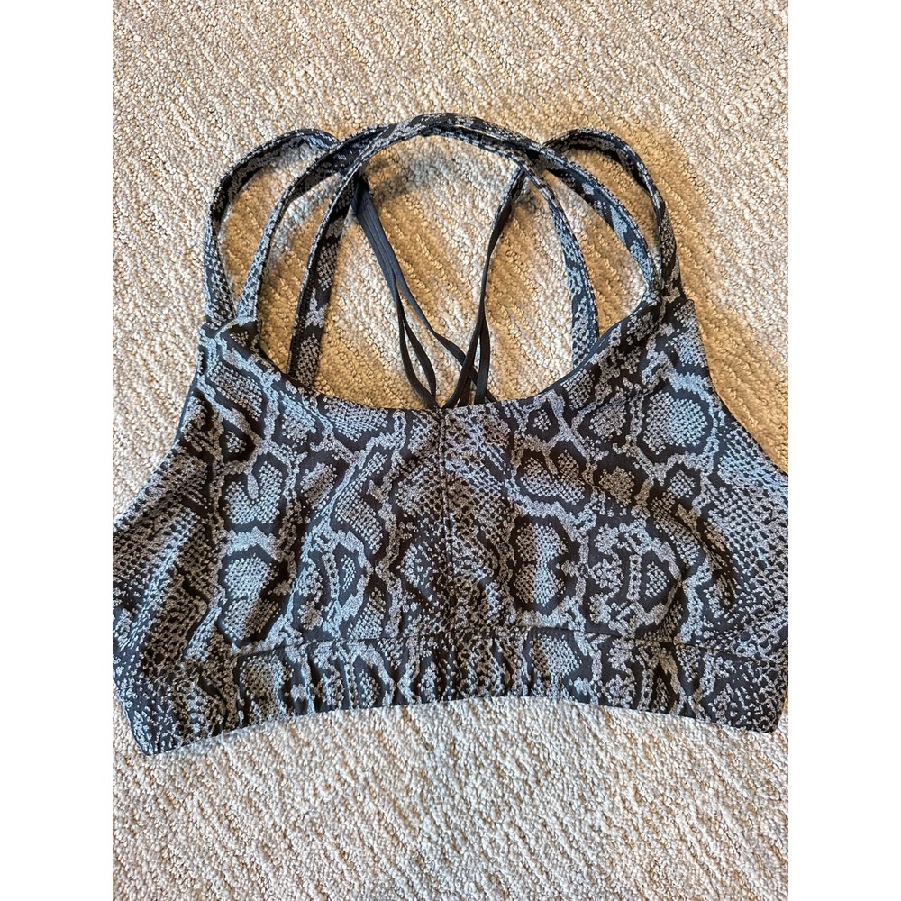 Champion Womens Snakeskin Print Strappy Back Sports Bra Gray Black Animal Print